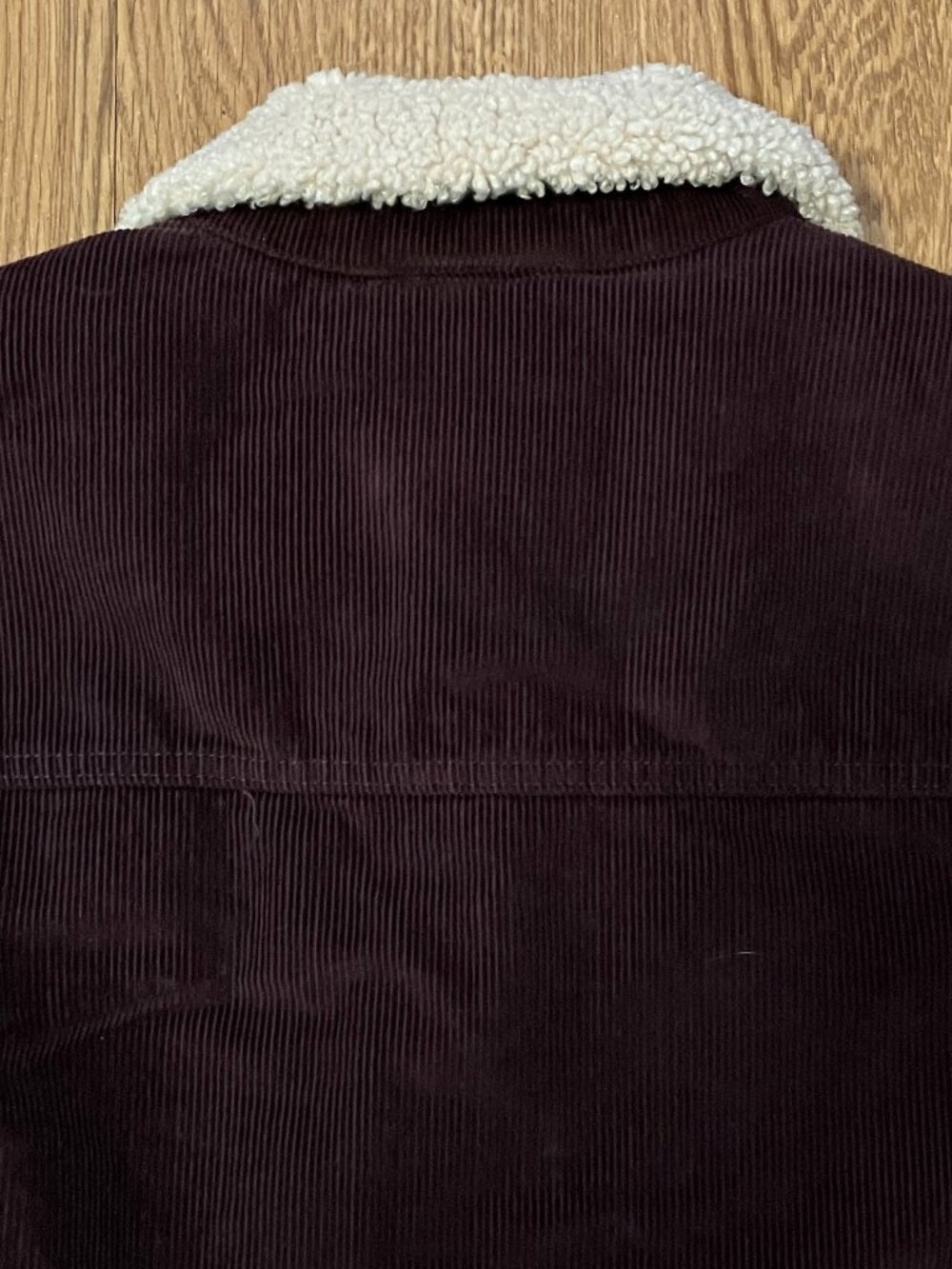 Marine Layer Boise Corduroy Sherpa Trucker Jacket Men's Medium Burgundy Brown - Picture 8 of 14